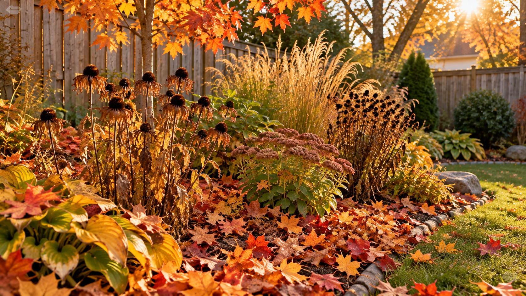 Mulch mowing to leave the leaves on a lawn as natural fertilizer