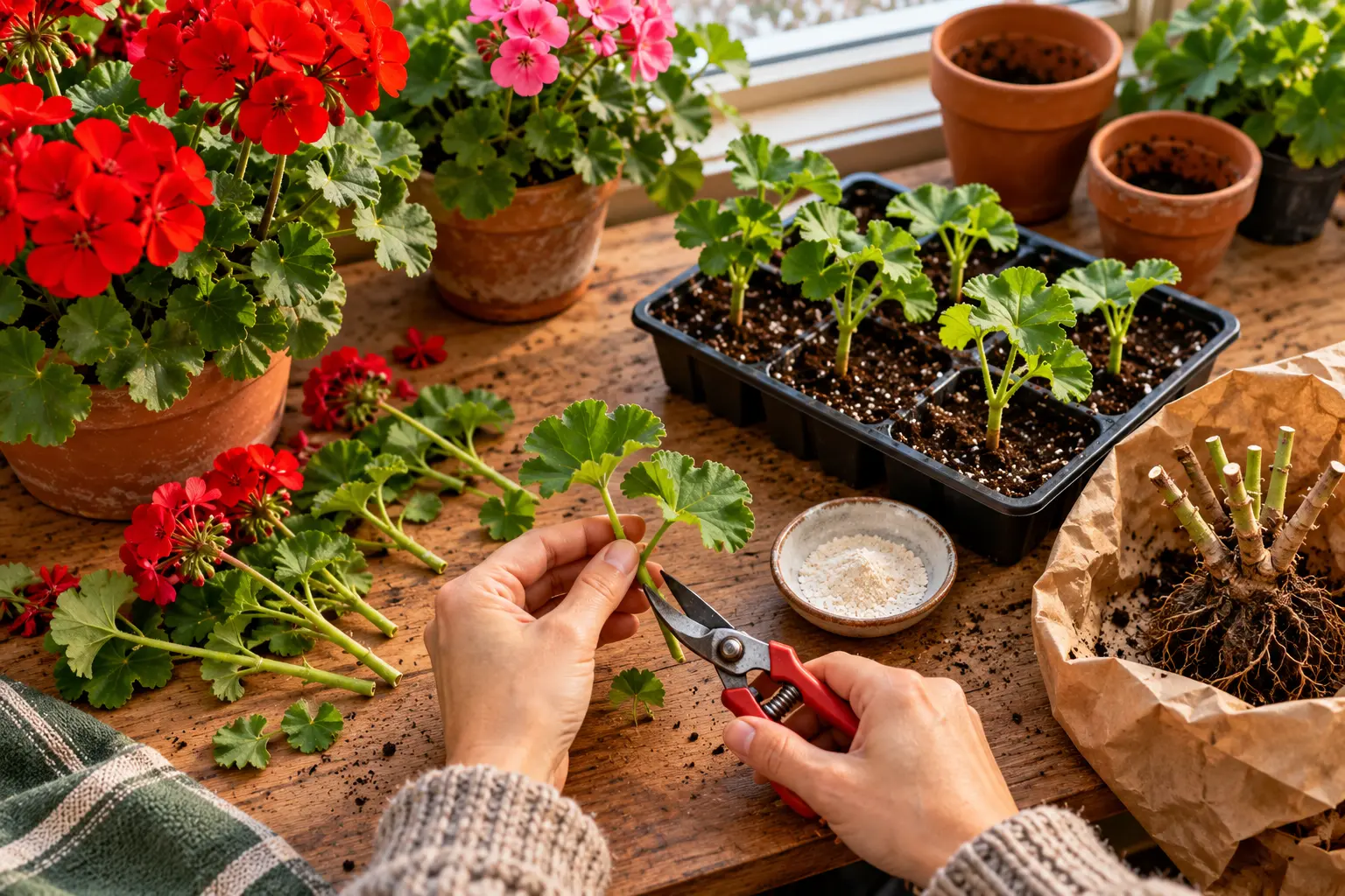 overwintering-geraniums-cuttings